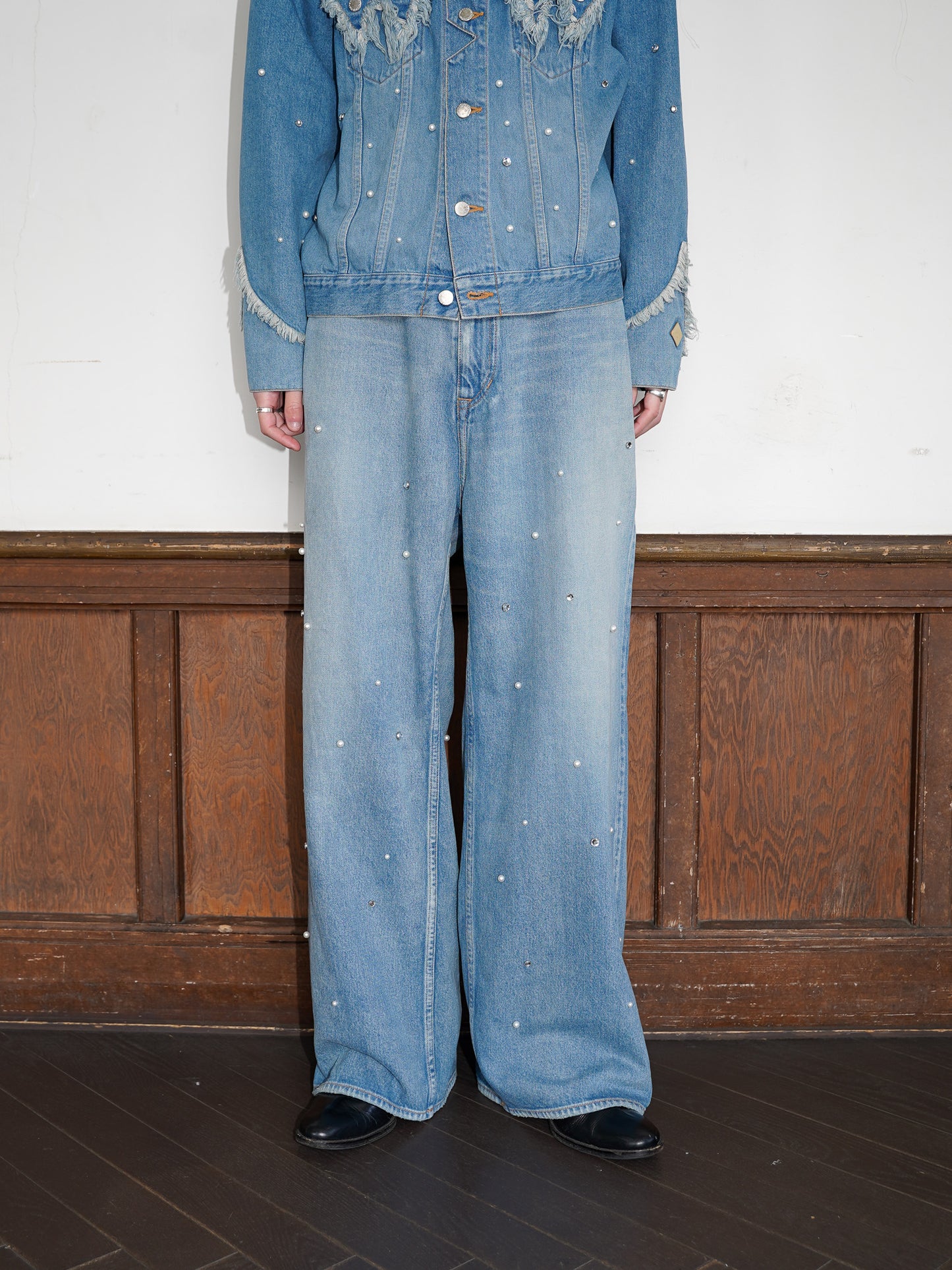 [残り1点] el conductorH BIJOU STUDDED BAGGY JEAN TROUSERS