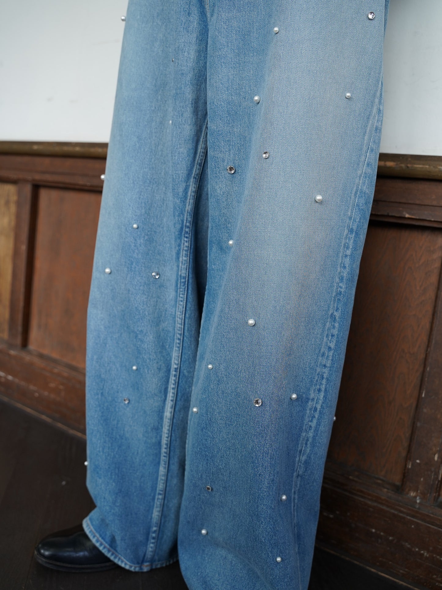 [残り1点] el conductorH BIJOU STUDDED BAGGY JEAN TROUSERS