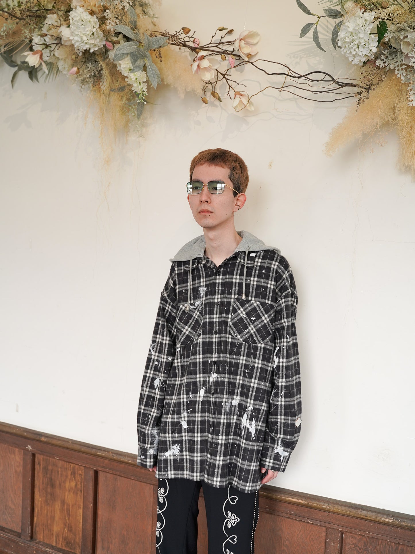 [残り1点] el conductorH TEENAGE HOODED FLANNEL SHIRT