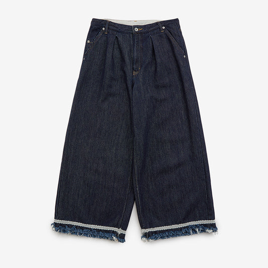 meagratia Lace tape denim wide slacks