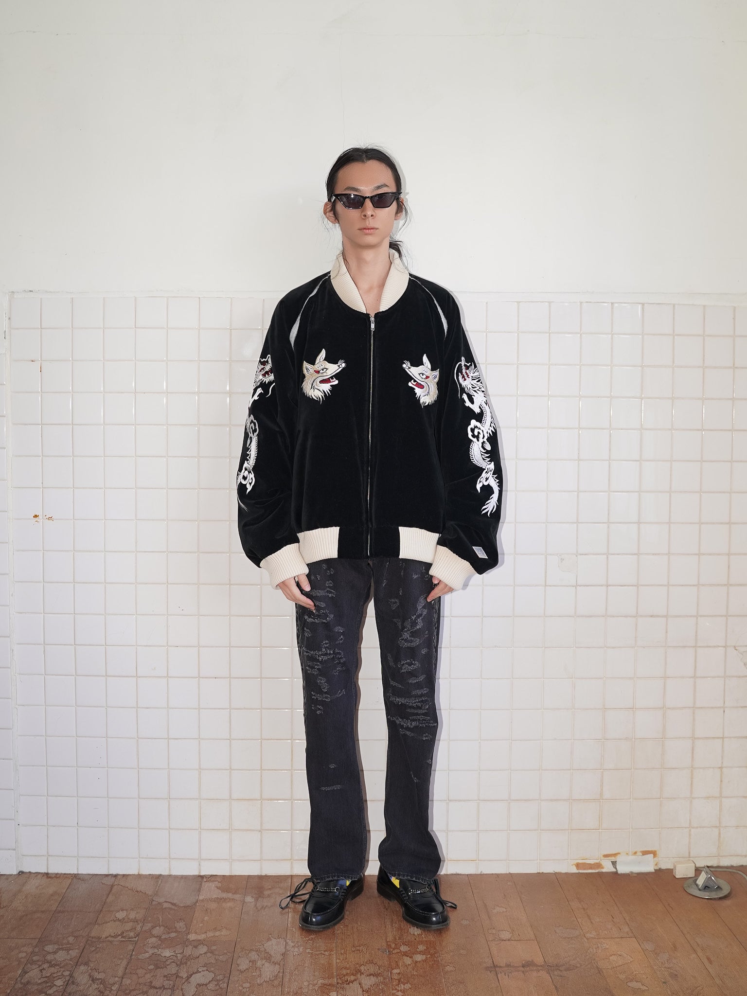 el conductorH VELVETEEN FOX EMBROIDERED SOURVENIR JKT コンダクター 