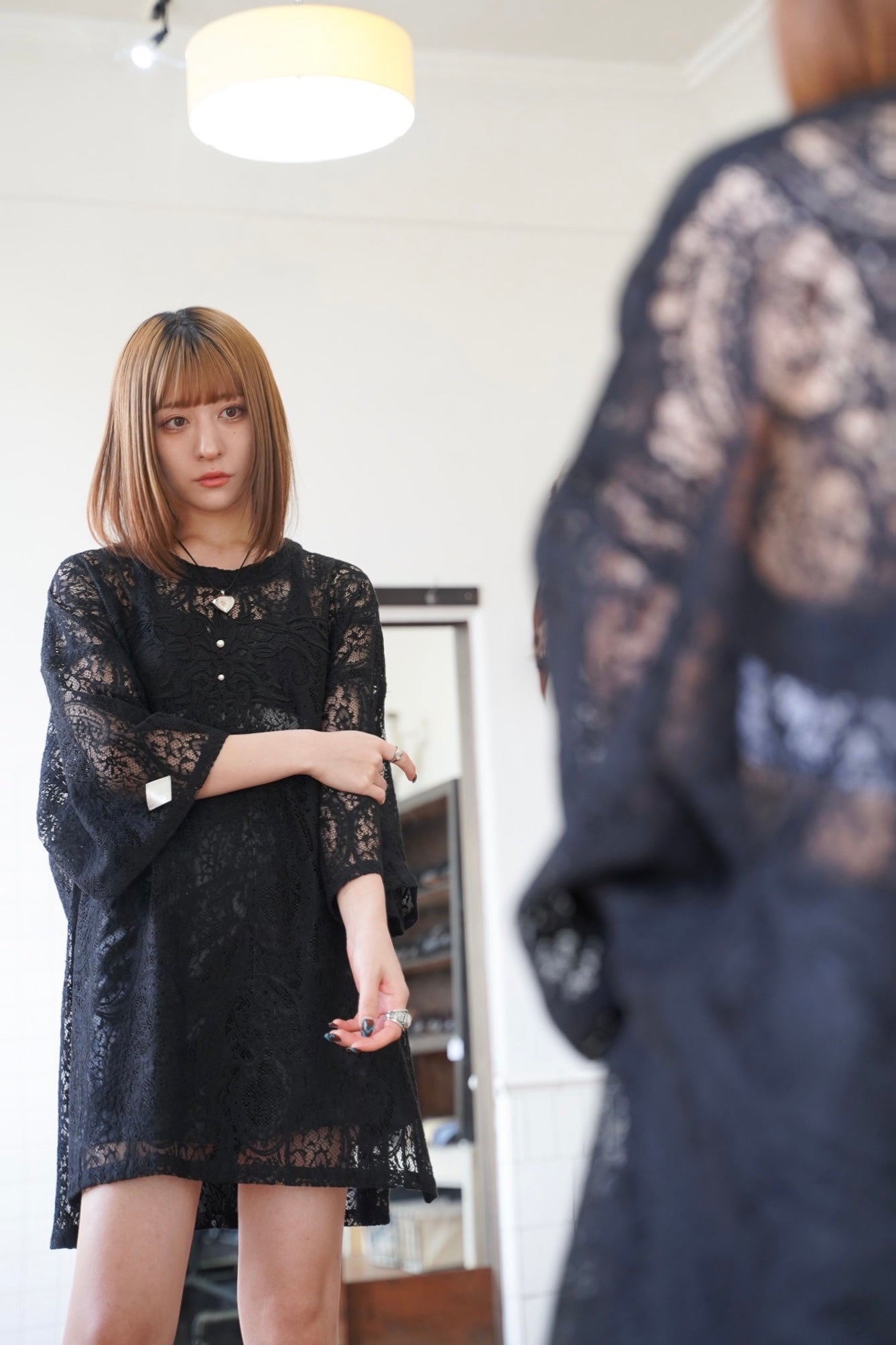 [残り1点] el conductorH CORD EMBROIDERED PAISLEY LACE S/S T-SHIRT