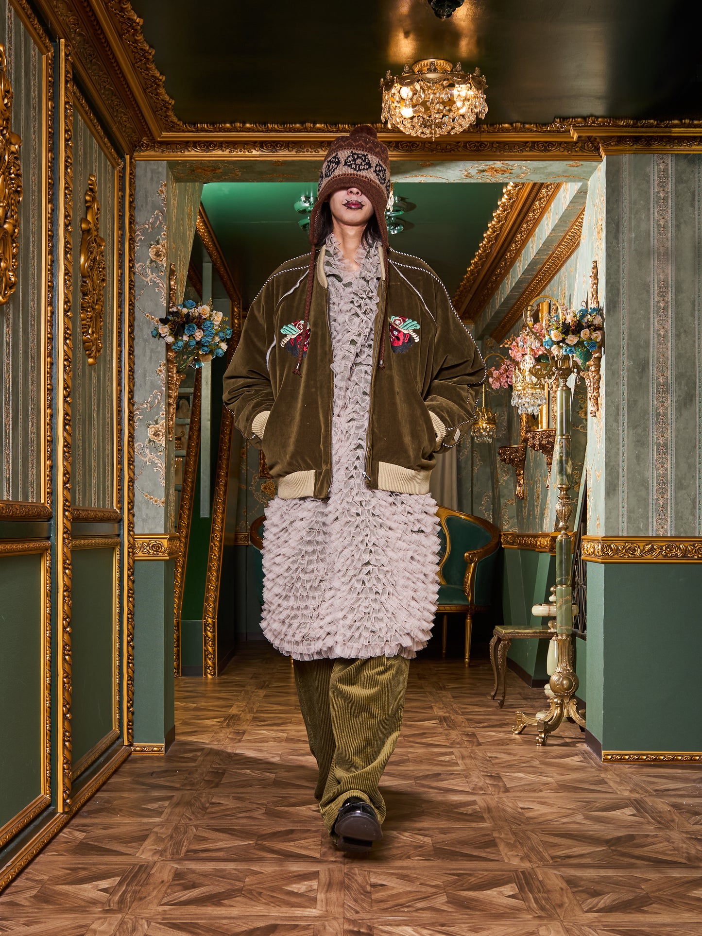 [残り1点] el conductorH VELVETEEN "YAMA KING" EMBROIDERED SOURVENIR JKT