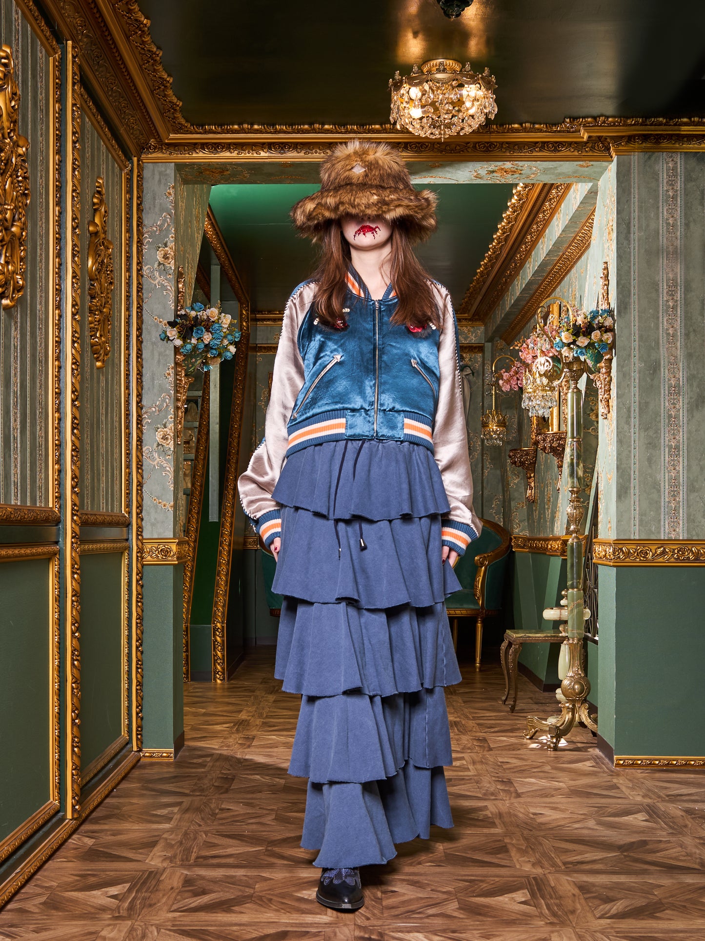 [残り1点] el conductorH CROPPED "YAMA KING" EMBROIDERED SOURVENIR JKT