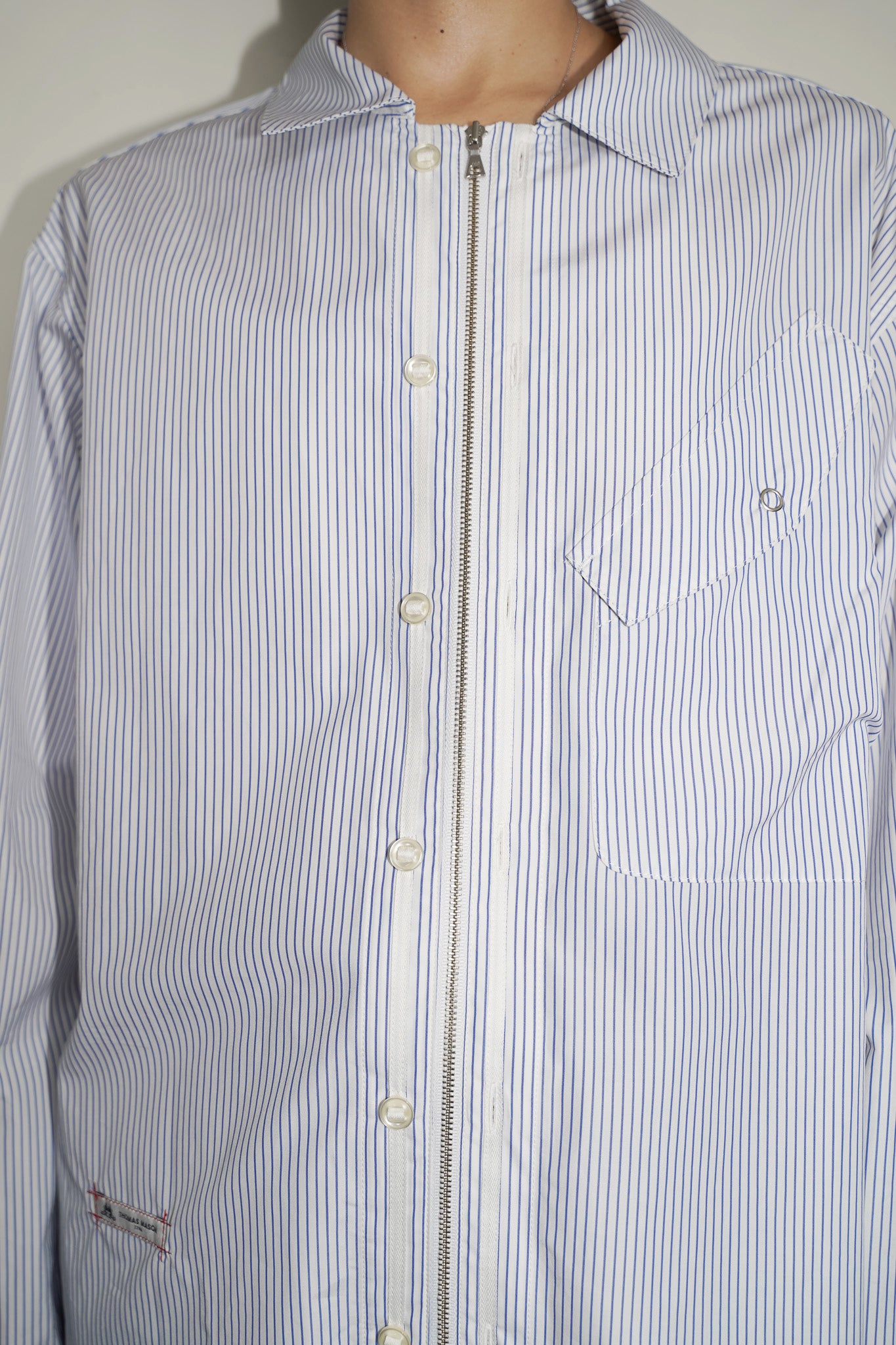 [残り1点]  meagratia×THOMAS MASON Stripe zip-up 2way shirt