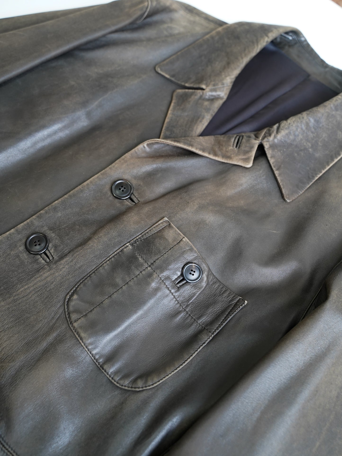 1990s ISSEY MIYAKE FADED LEATHER JACKET