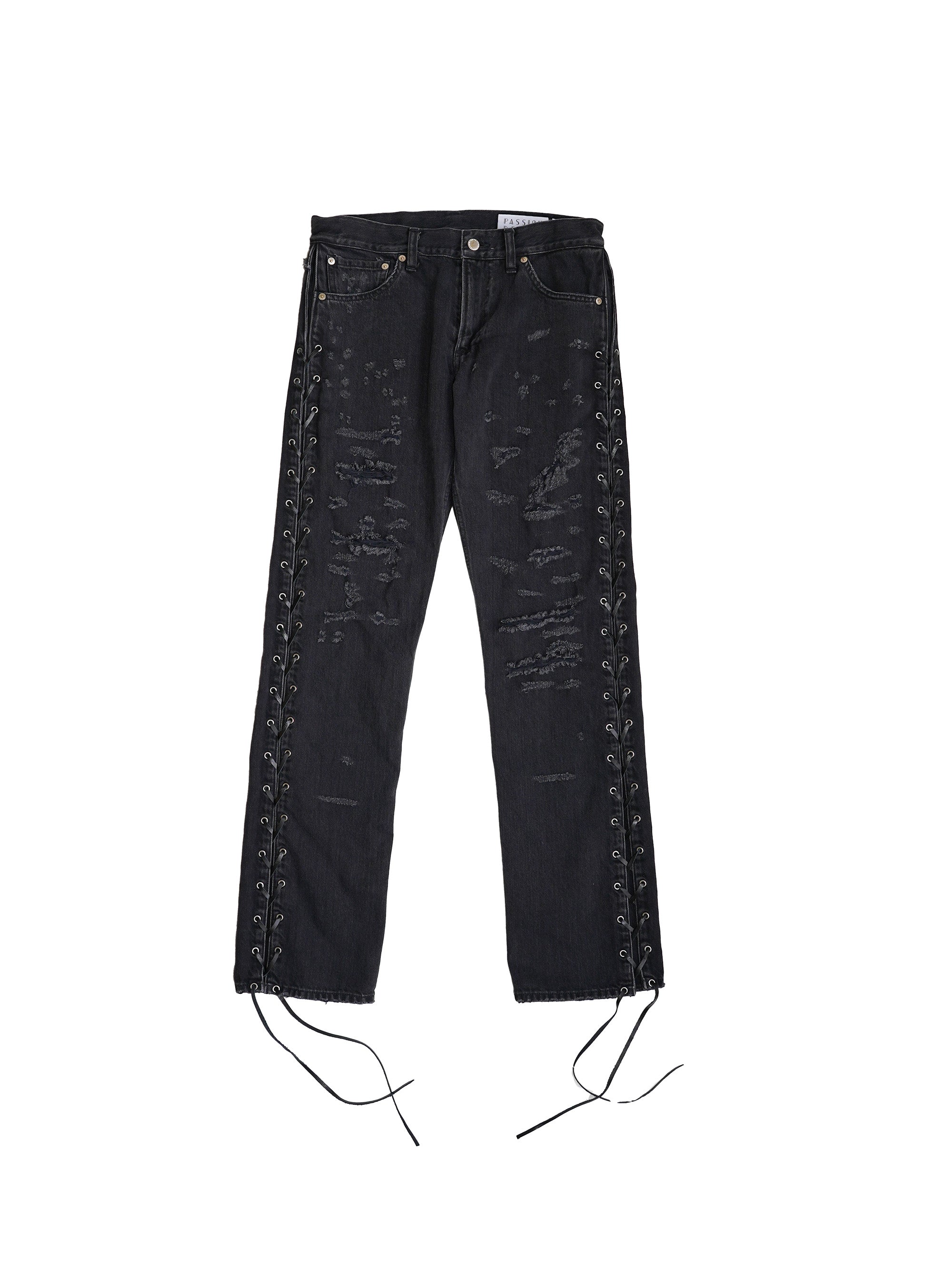 el conductorH LACE UP DISTRESSED JEAN TROUSERS – NORANEKO