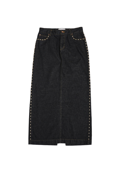 [残り1点] ORIMI STUDDED MAXI DENIM SKIRT