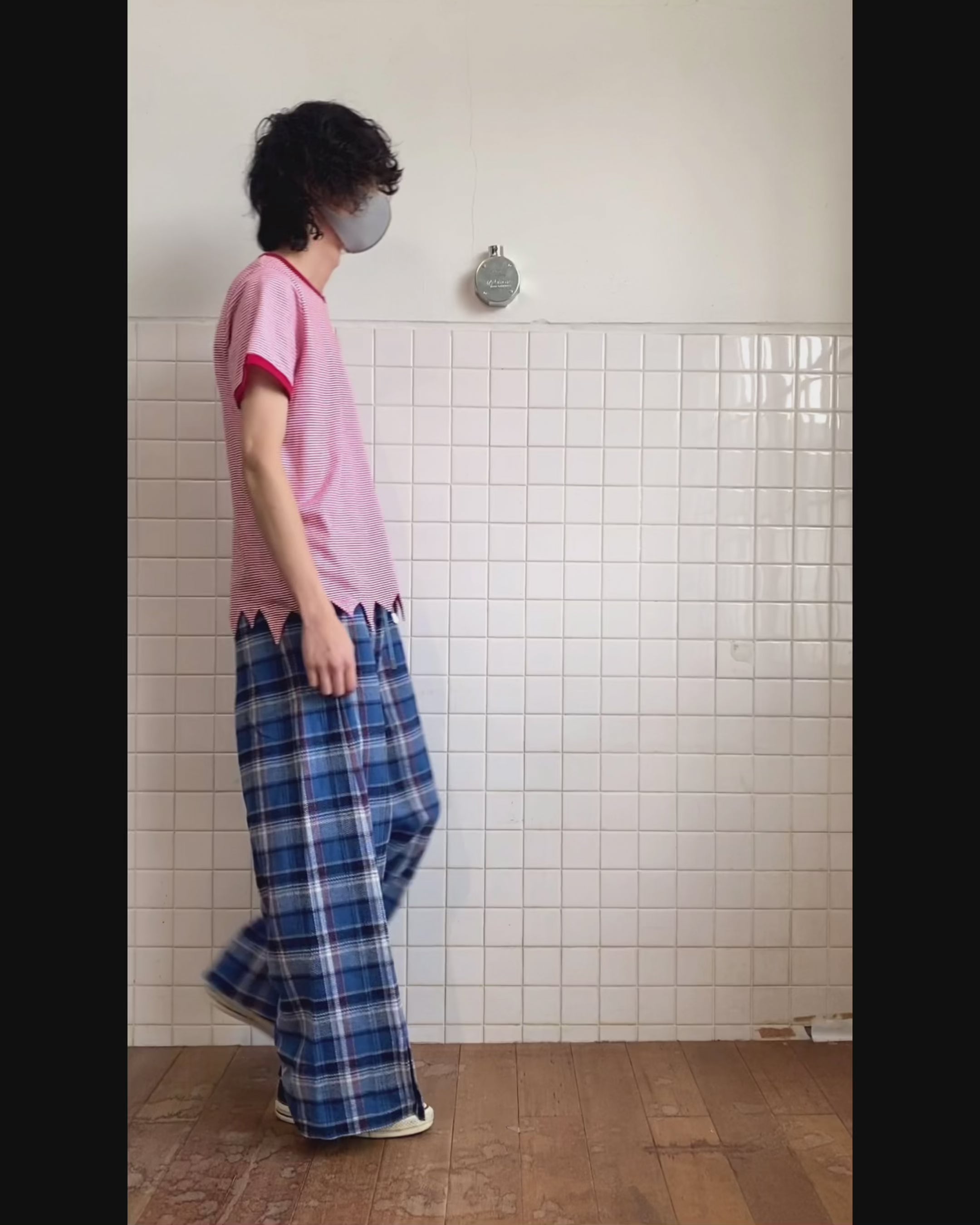 el conductorH COTTON CHECK FLANNEL WIDE TROUSERS コンダクター 通販